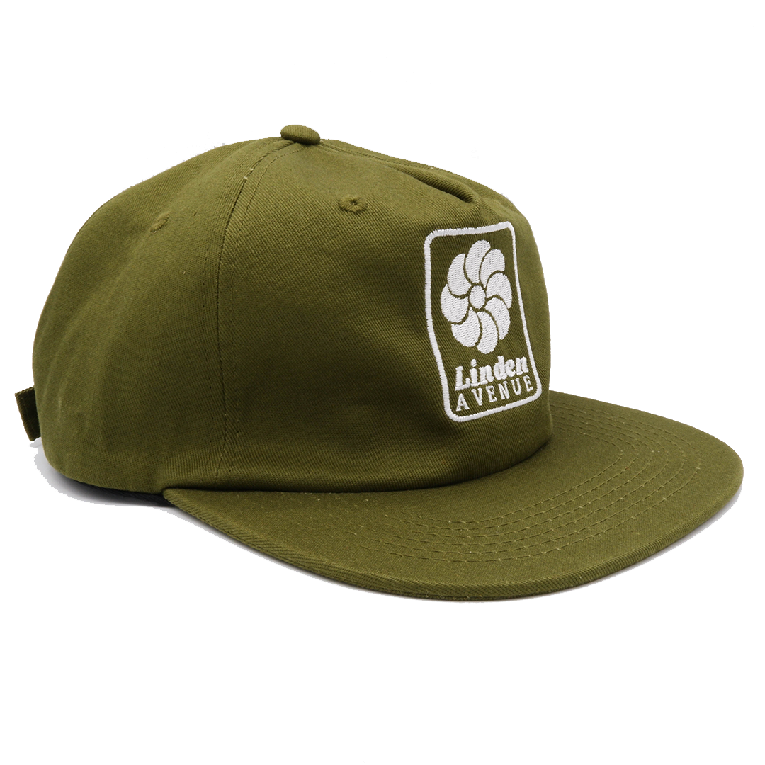 Swirl Flower Army Green 5 Panel Strapback